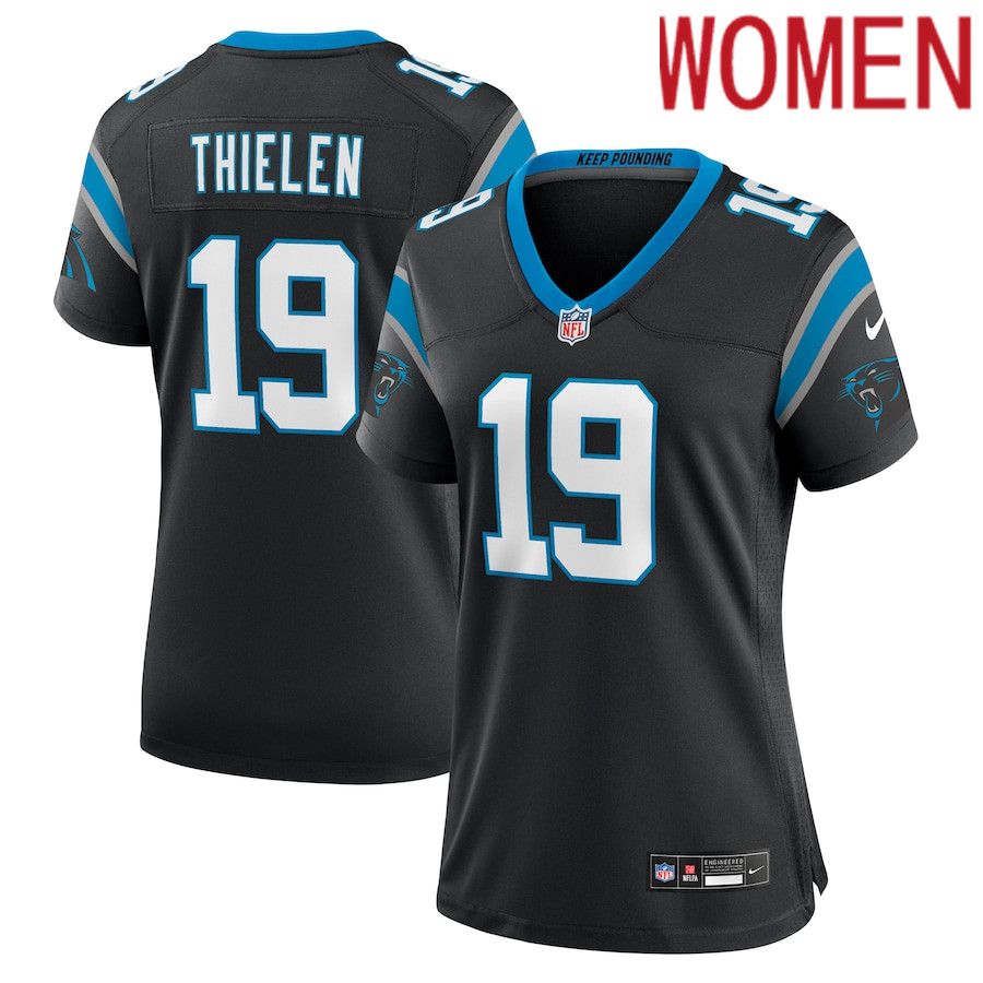 Women Carolina Panthers 19 Adam Thielen Nike Black Team Game NFL Jersey